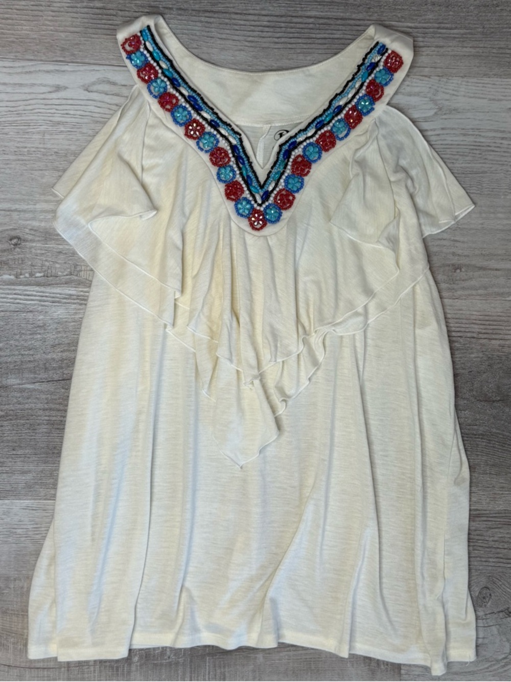 Rock 47 by Wrangler Women's Beaded Cream High-Neck Racer Back Tank Top XXL